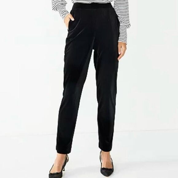 Draper James RSVP black velvet pant size large - Picture 1 of 13